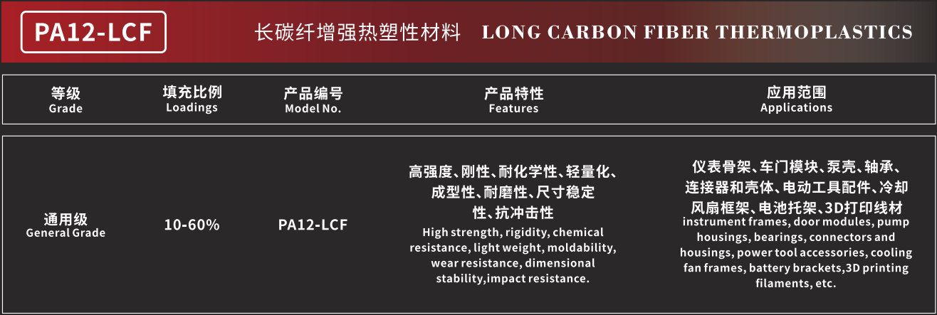 PA12-LCF长碳纤增强热塑性材料