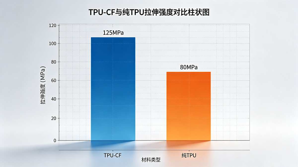 TPU-CF与纯TPU拉伸强度对比