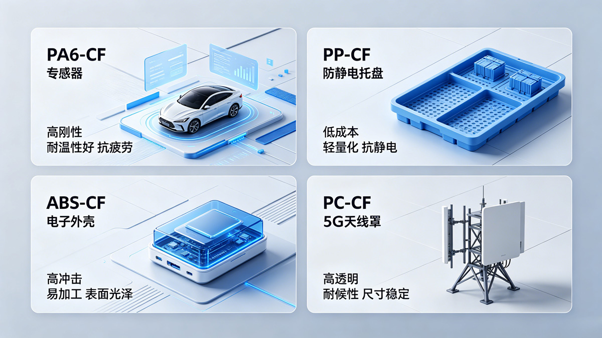 PA6-CF、PP-CF、ABS-CF、PC-CF应用场景 PA6-CF、PP-CF、ABS-CF、PC-CF应用场景