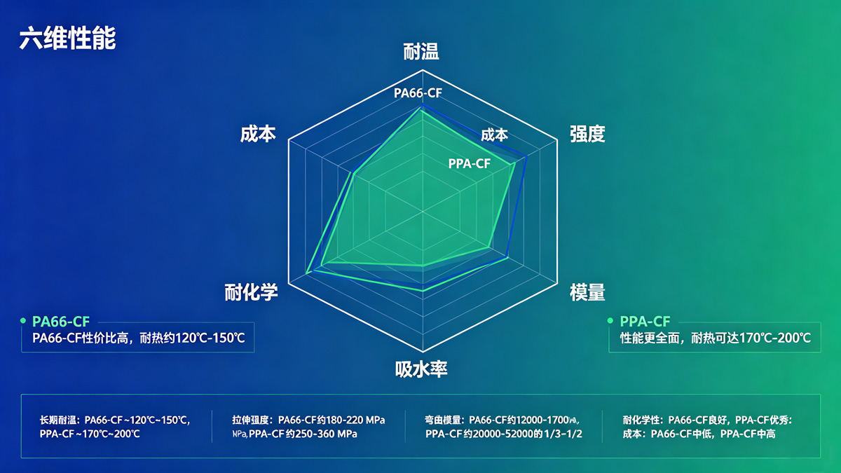 PPA-CF与PA66-CF性能对比