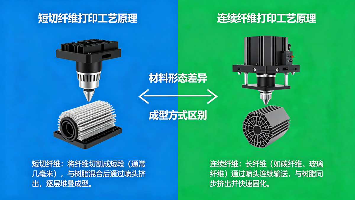 短切纤维打印与连续纤维打印工艺原理 短切纤维打印与连续纤维打印工艺原理