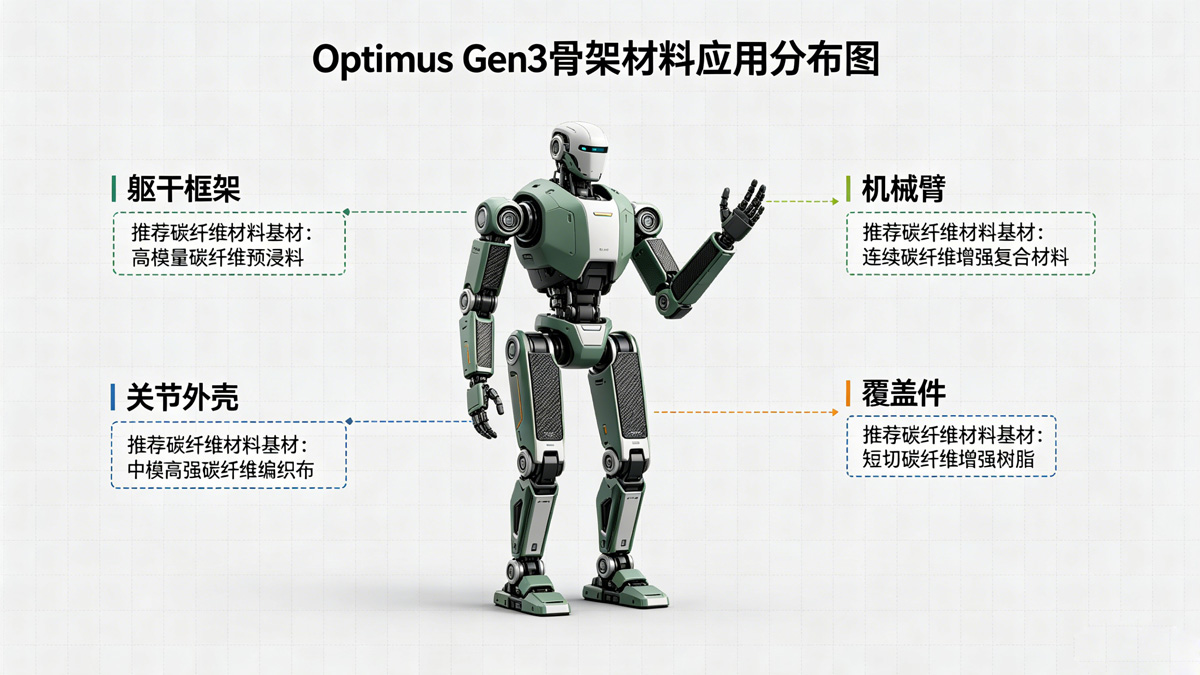 Optimus-Gen3骨架材料应用分布图 Optimus-Gen3骨架材料应用分布图