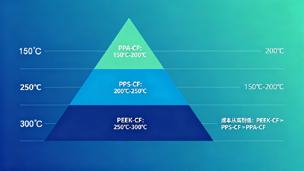 PEEK-CF-vs-PPS-CF-vs-PPA-CF性能金字塔 PEEK-CF-vs-PPS-CF-vs-PPA-CF性能金字塔