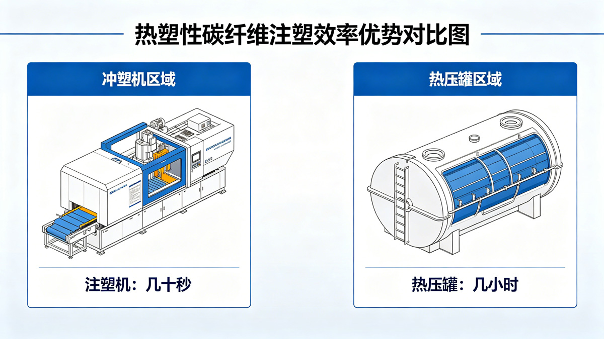 热塑性碳纤维注塑效率优势对比