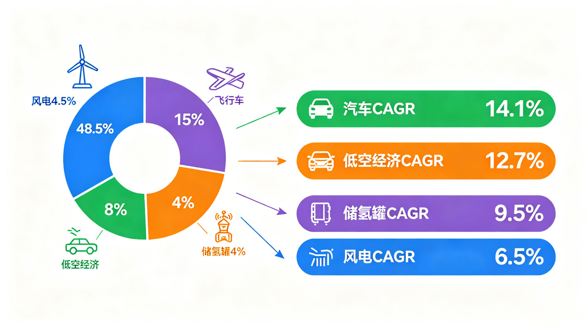 碳纤维四大核心应用领域结构占比