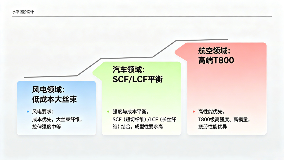 各领域对碳纤维的性能要求阶梯