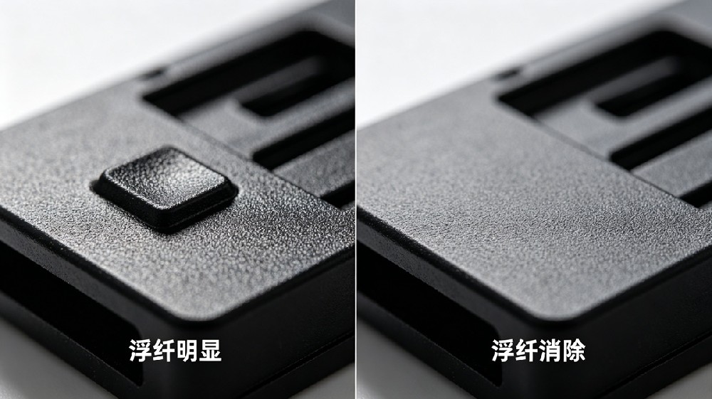 碳纤维浮纤现象微距对比图