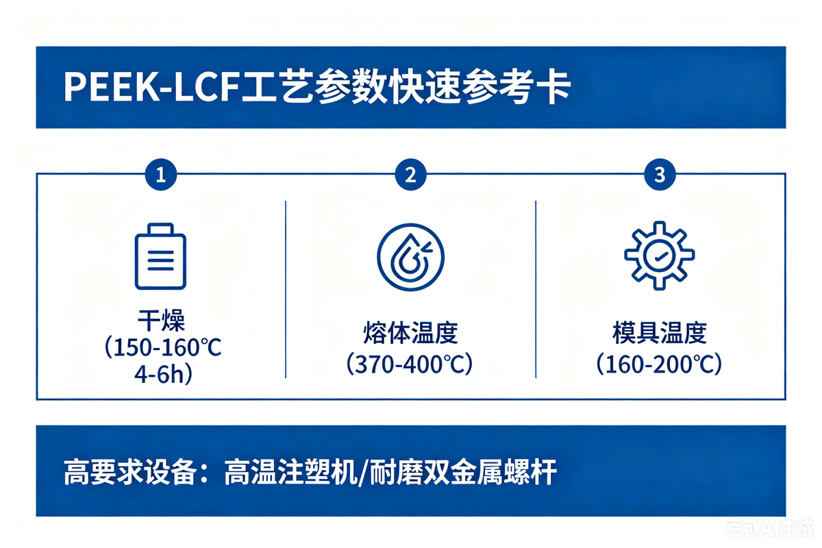 PEEK-LCF工艺参数快速参考卡 PEEK-LCF工艺参数快速参考卡