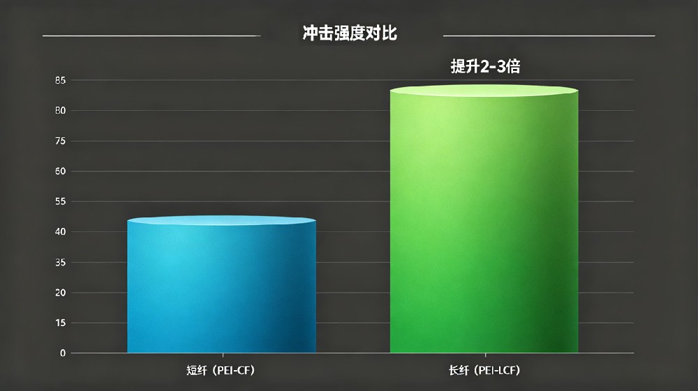 PEI-CF-vs-PEI-LCF冲击强度对比柱状图 PEI-CF-vs-PEI-LCF冲击强度对比柱状图