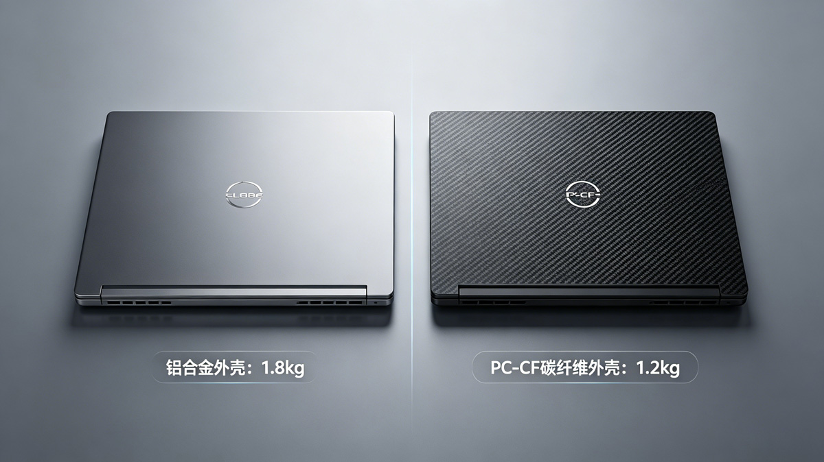 碳纤维笔记本外壳减重效果对比图