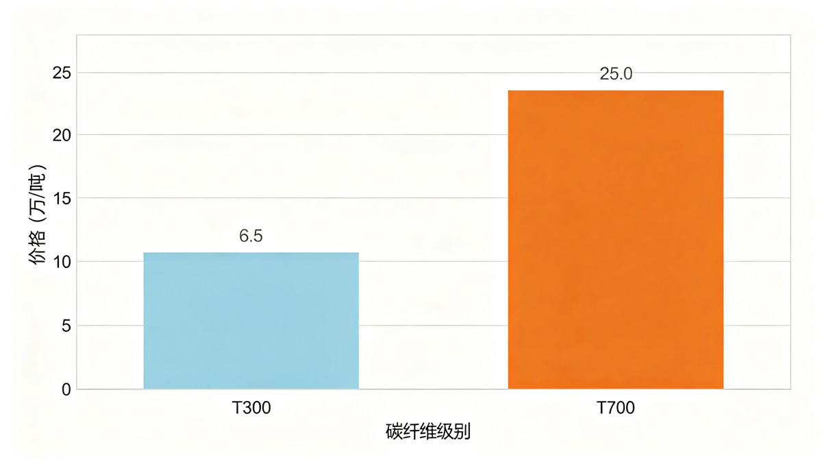 T300-vs-T700级碳纤维价格对比柱状图 T300-vs-T700级碳纤维价格对比柱状图