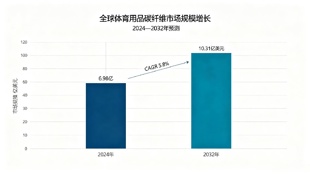 全球体育用品碳纤维市场规模增长柱状图