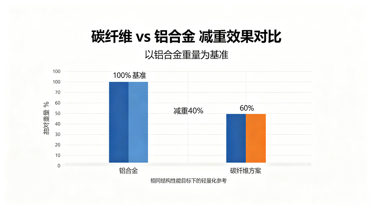碳纤维vs铝合金减重效果对比柱状图