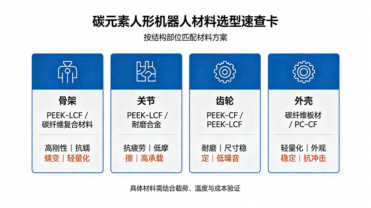 碳元素人形机器人材料选型速查卡