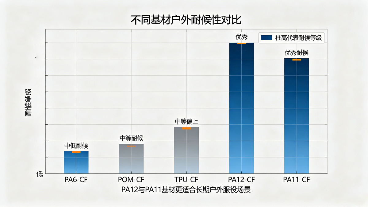 碳纤维复合材料不同基材户外耐候性对比柱状图 碳纤维复合材料不同基材户外耐候性对比柱状图