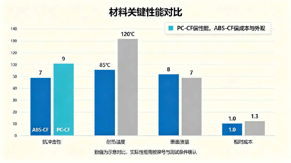 ABS-CF与PC-CF性能对比 ABS-CF与PC-CF性能对比