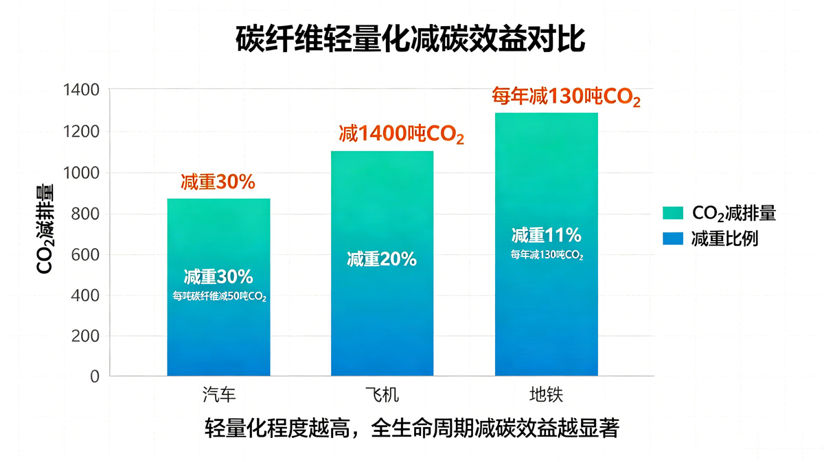 碳纤维轻量化减碳效益对比柱状图