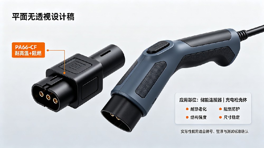 PA66-CF储能连接器与充电枪壳体应用实物图