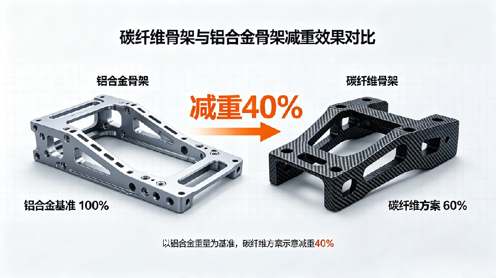 碳纤维骨架与铝合金骨架减重效果对比