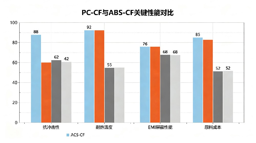 PC-CF与ABS-CF关键性能对比