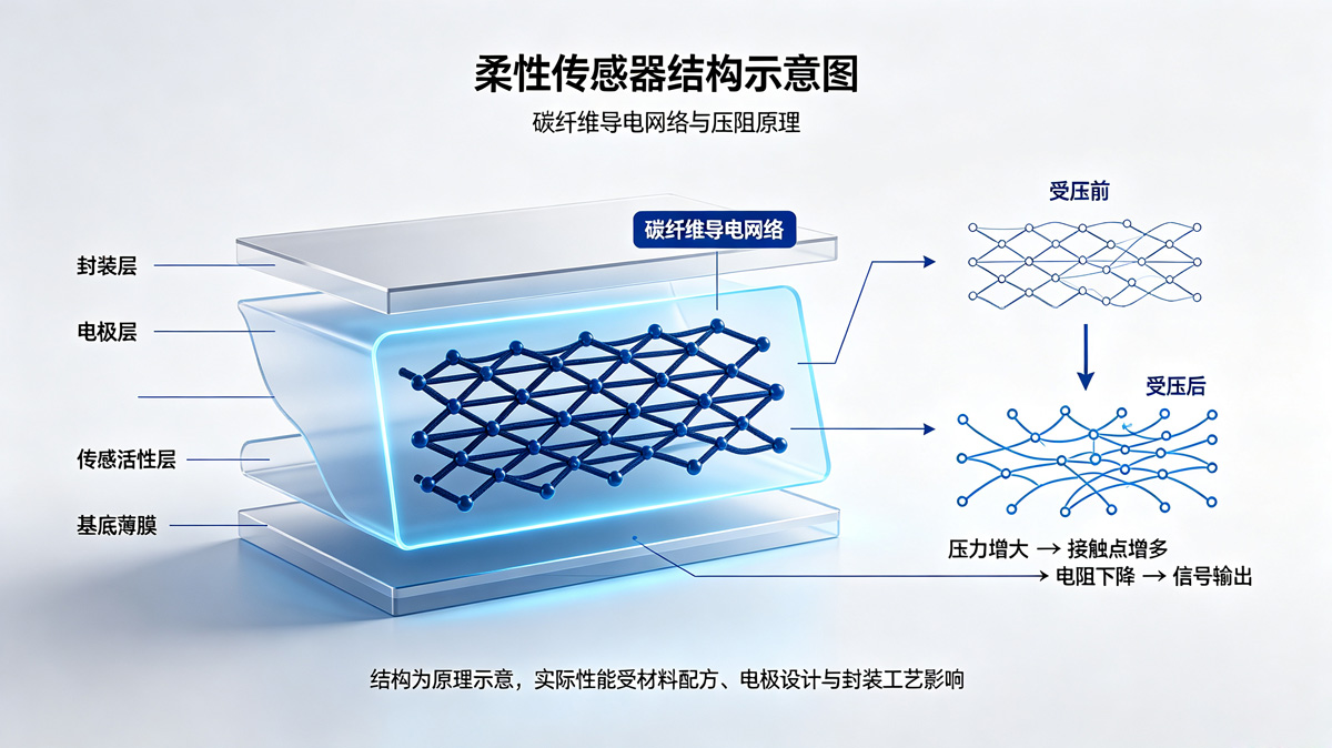 TPU-CF柔性传感器结构 TPU-CF柔性传感器结构