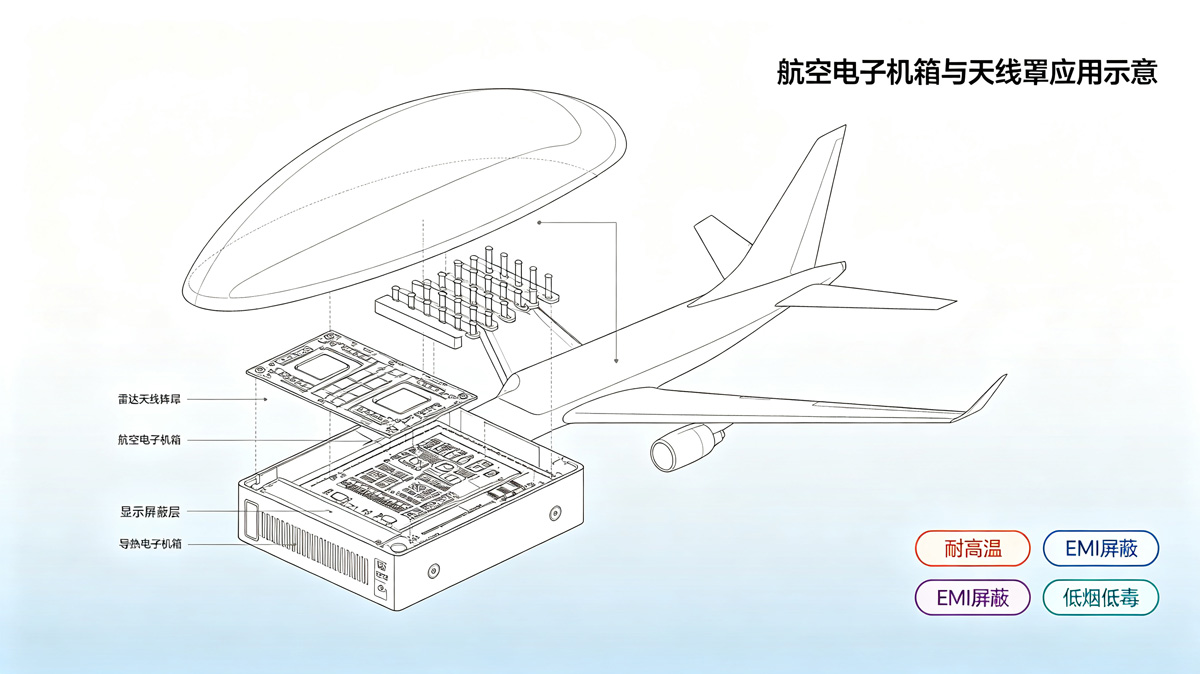 PEI-CF航空电子机箱与天线罩应用示意图