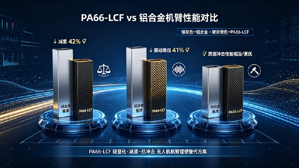 PA66-LCF-vs-铝合金机臂性能对比图 PA66-LCF-vs-铝合金机臂性能对比图