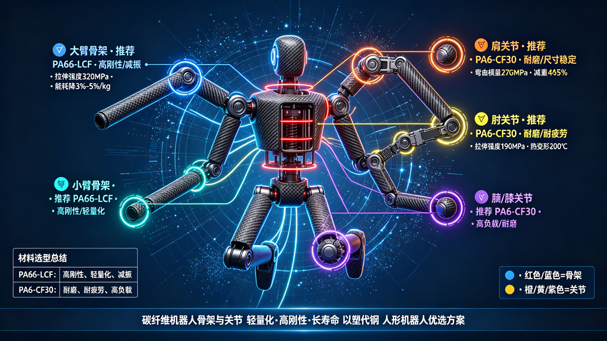 碳纤维机器人骨架与关节应用分布图