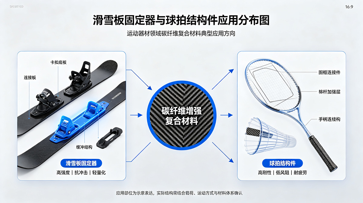 滑雪板固定器与球拍结构件应用分布图