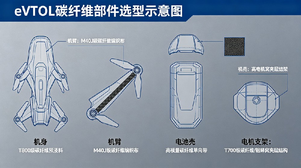 eVTOL碳纤维部件选型示意图