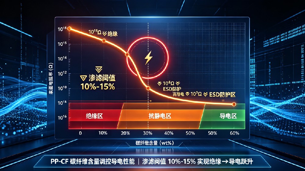 PP-CF不同碳纤维含量导电性能对比图