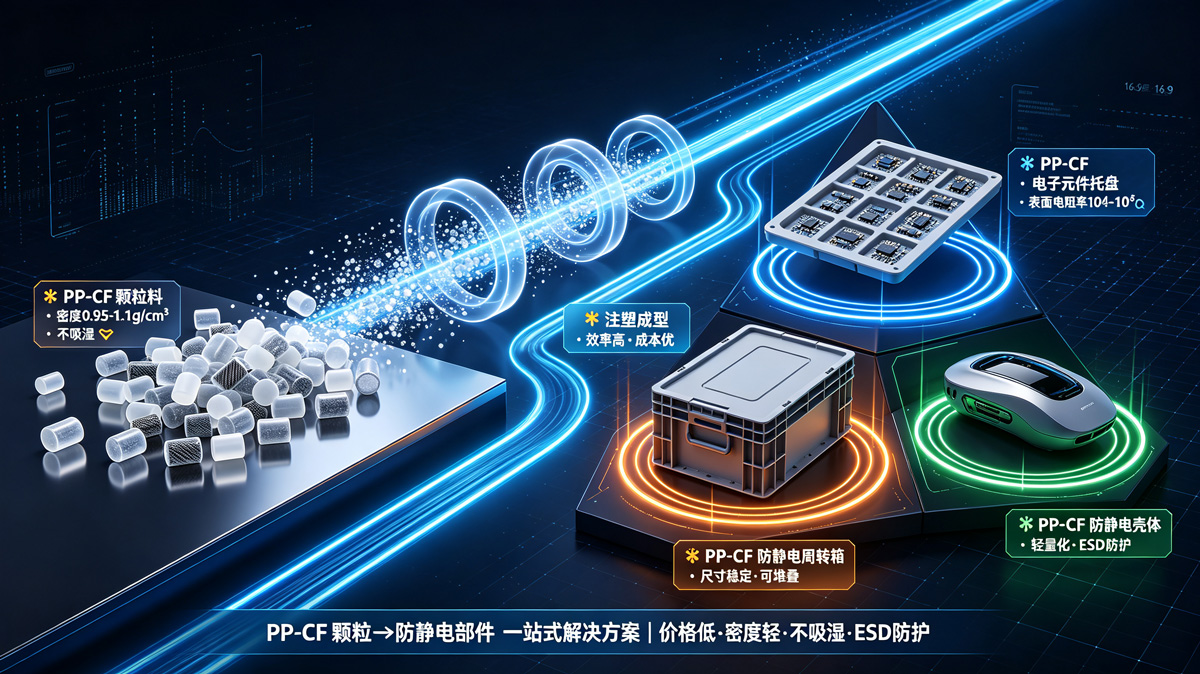 PP-CF颗粒与防静电部件