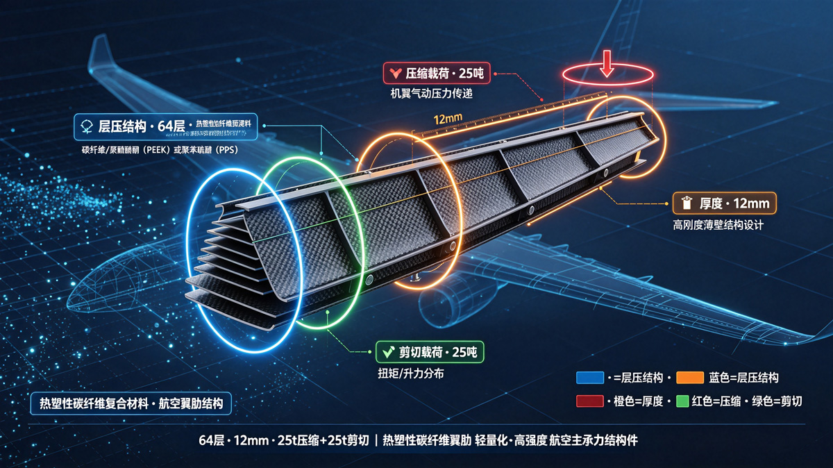 热塑性碳纤维翼肋结构示意图