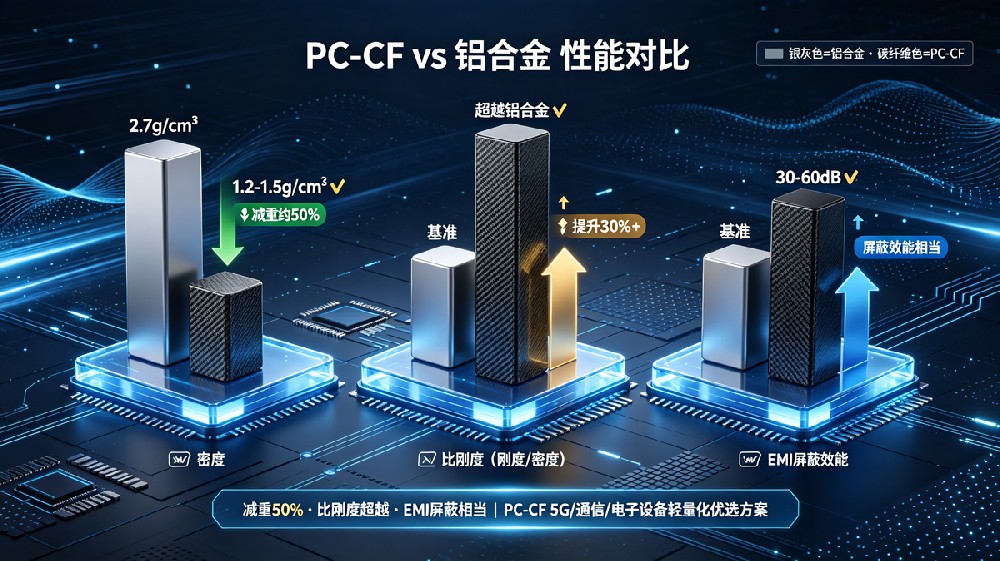 PC-CF与铝合金性能对比图 PC-CF与铝合金性能对比图