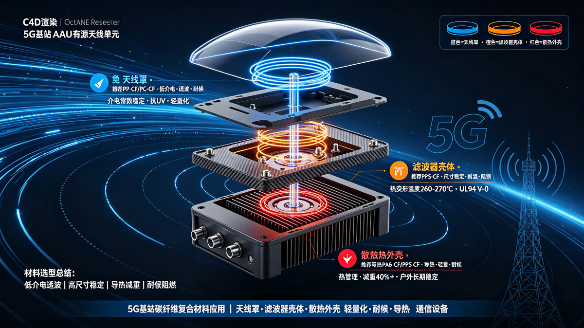 5G基站天线罩与滤波器外壳应用示意图 5G基站天线罩与滤波器外壳应用示意图