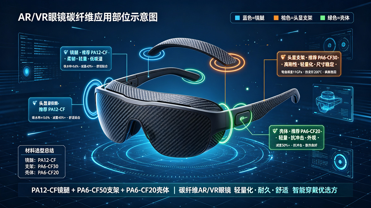 AR眼镜碳纤维应用部位示意图 AR眼镜碳纤维应用部位示意图