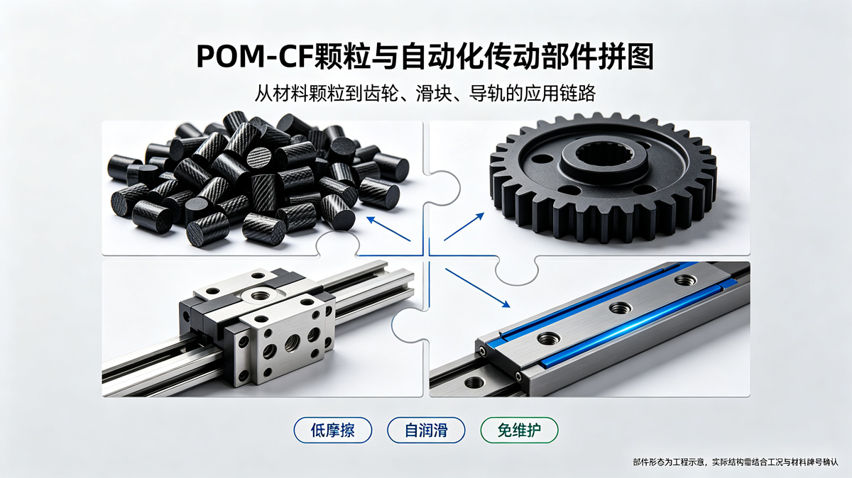POM-CF颗粒与自动化传动部件拼图 POM-CF颗粒与自动化传动部件拼图