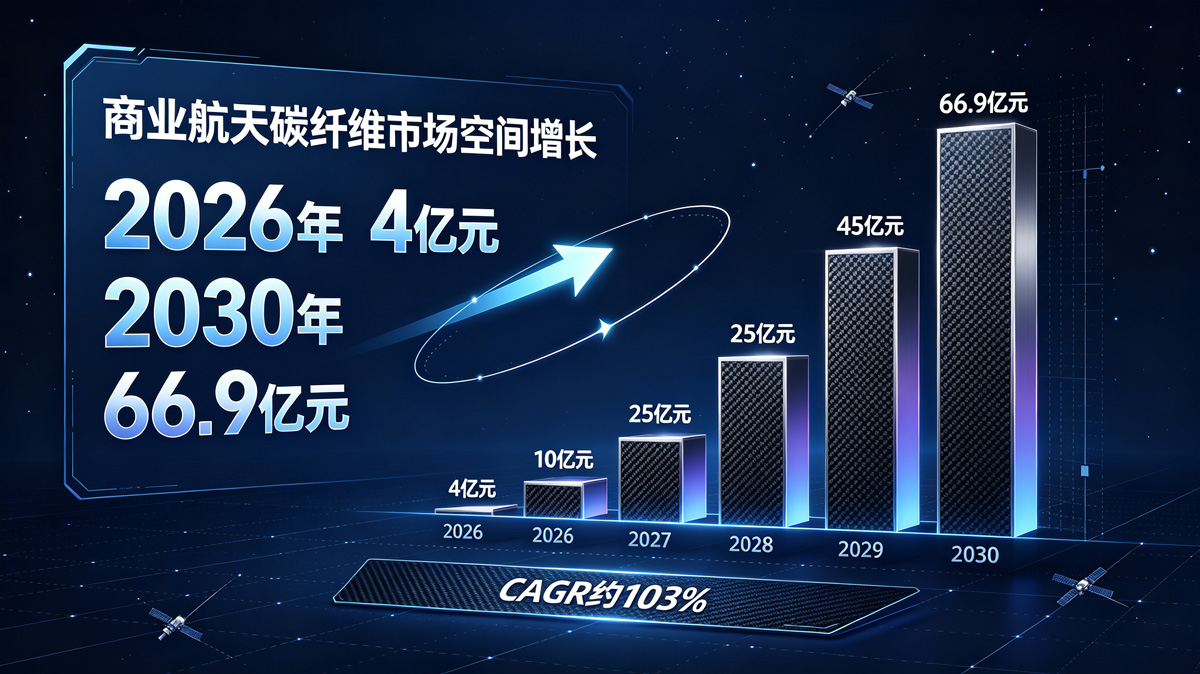 商业航天碳纤维市场空间增长柱状图