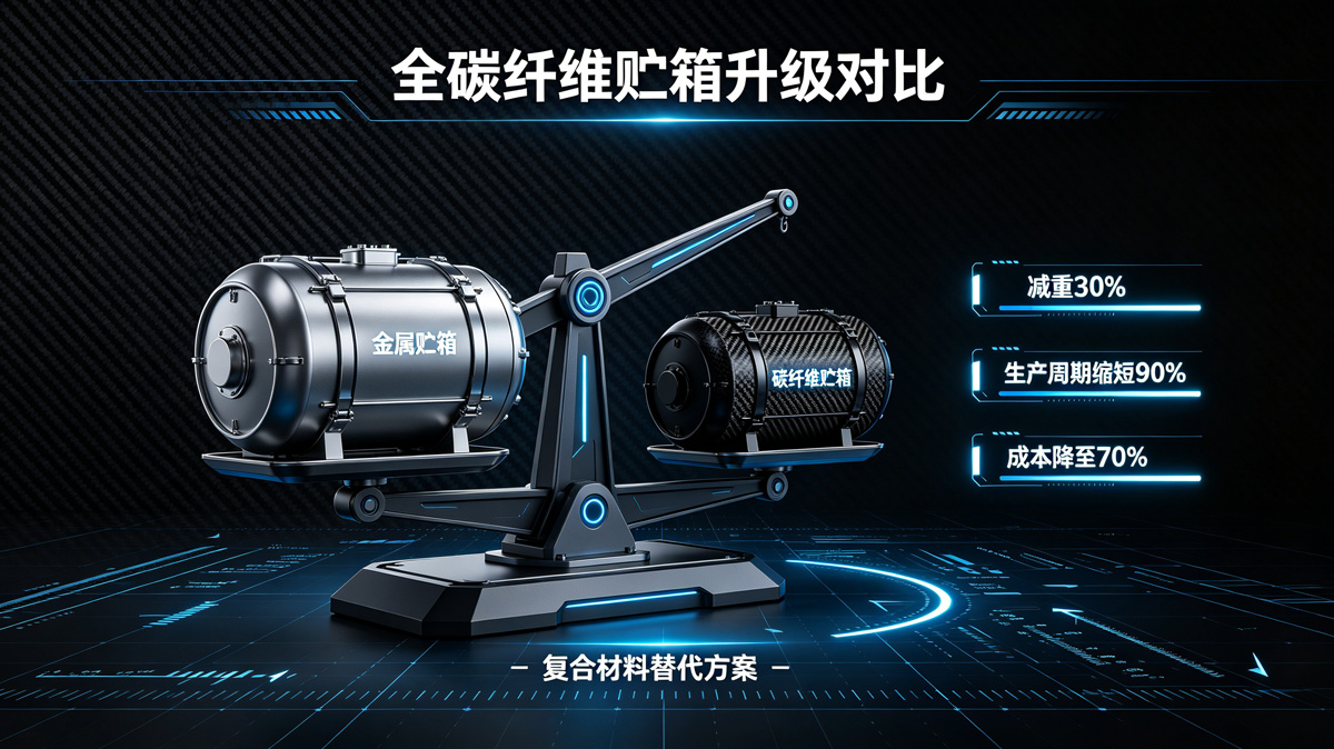 全碳纤维贮箱减重效果对比图