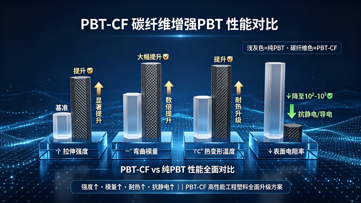 PBT-CF与纯PBT性能对比图